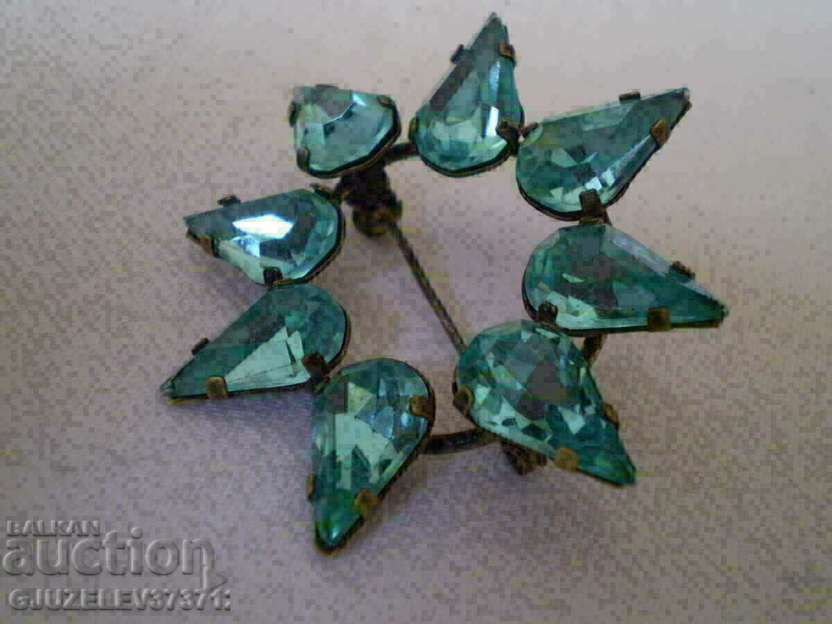 Vintage brooch blue zircons - 6 Vintage brooch blue zircons - 6