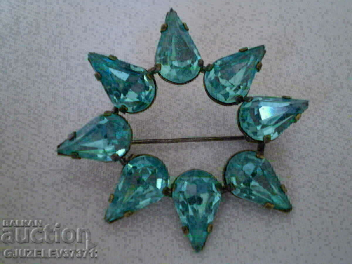 Vintage brooch blue zircons