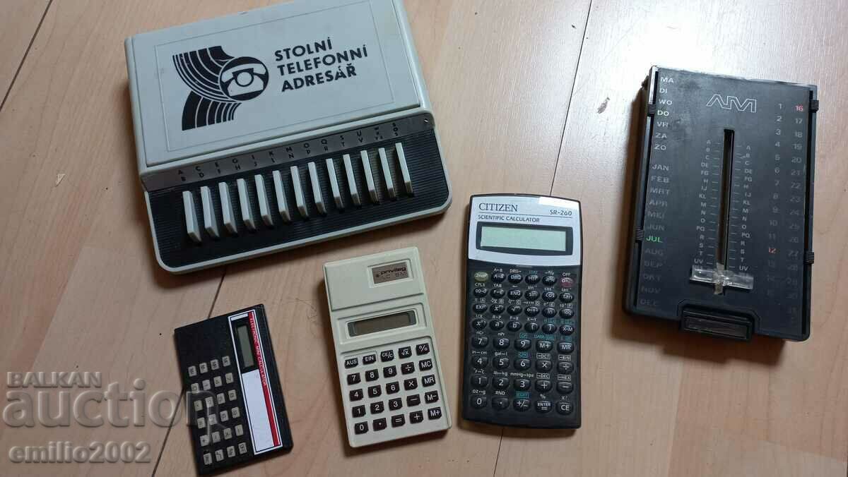 Vintage phone organizers and calculators