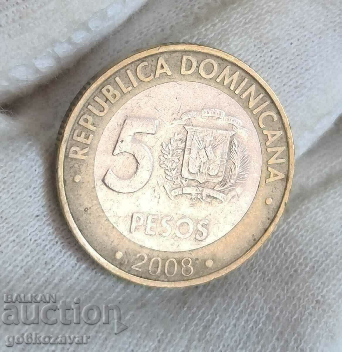 Доминикана 5 песос 2008г