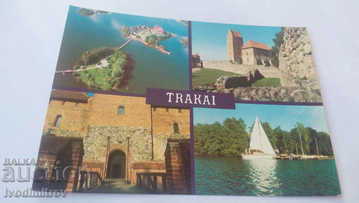 Carte poștală Ansamblul Trakai a castelului de pe insulă în 1982