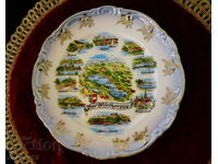 Farfurie pictată porțelan bavarez, aur, opal, baroc