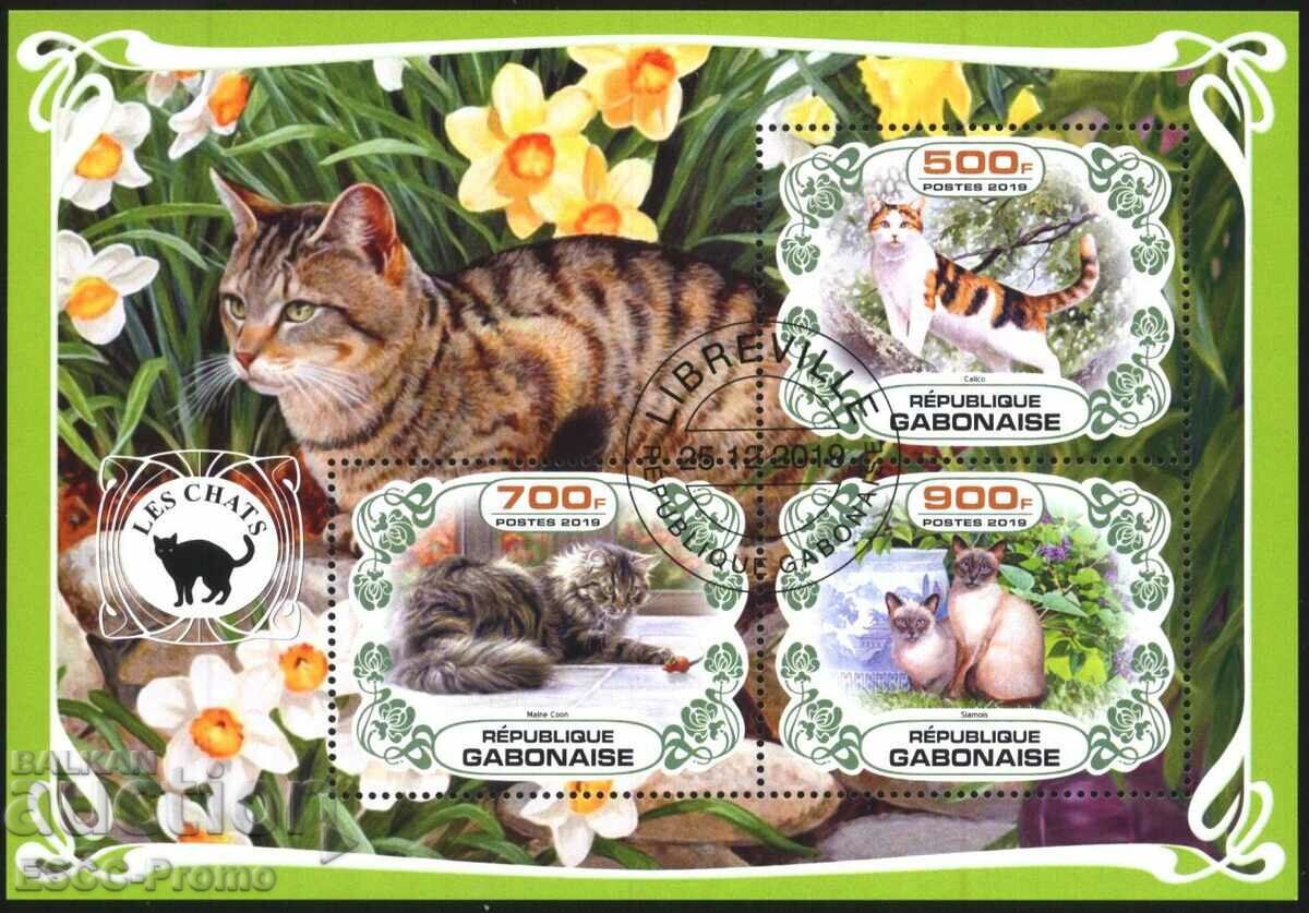 Bloc de marcă Fauna Cats 2019 din Gabon