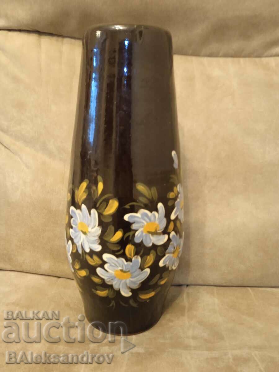Голяма керамична ръчно рисувана ваза