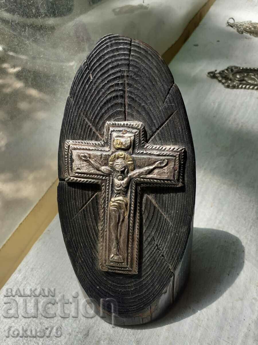 Revival silver cross with gilding on wood with price 139.00 BGN | € 71.07 Revival silver cross with gilding on wood with price 139.00 BGN | € 71.07