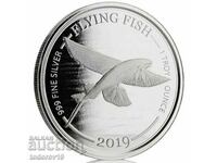 Сребро 1 oz Летяща риба ост. Барбадос 2019
