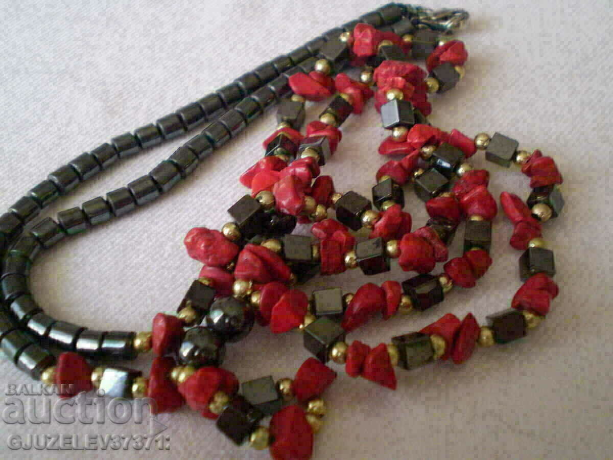 красиво колие от  хематит и карнеол - 6