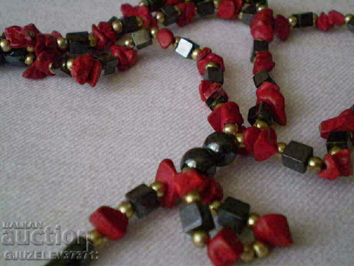 красиво колие от  хематит и карнеол - 7