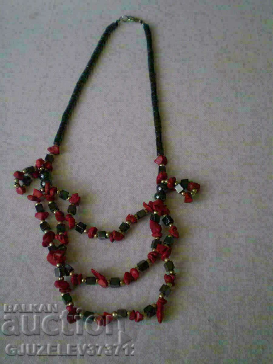 beautiful necklace of hematite and carnelian