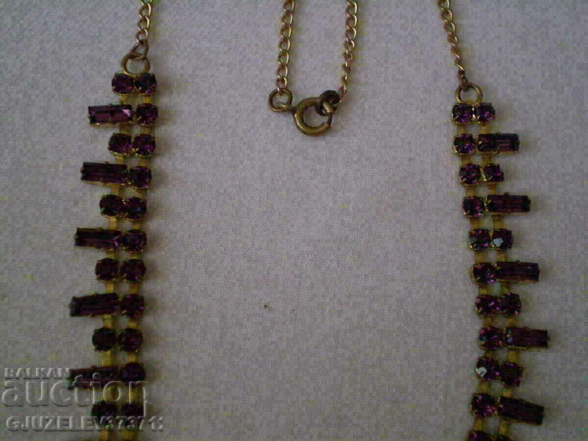 old necklace necklace stone and Czech purple crystal - 7 old necklace necklace stone and Czech purple crystal - 7