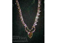 old necklace necklace stone and Czech purple crystal