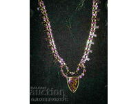 old necklace necklace stone and Czech purple crystal