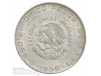 Mexico 5 pesos 1956 Hidalgo silver UNC