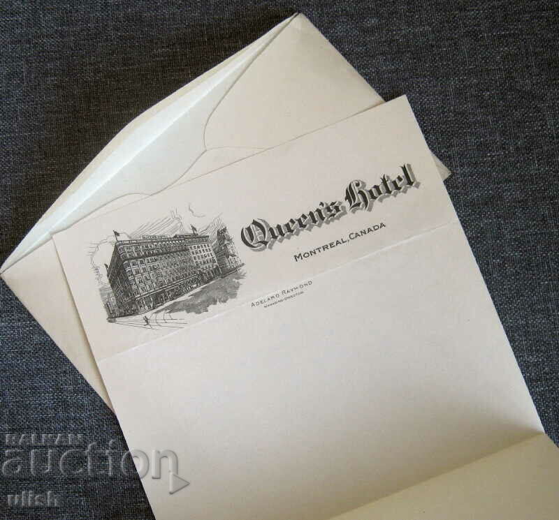 Auction Queen's hotel Montreal, Canada old letter envelope clean Auction Queen's hotel Montreal, Canada old letter envelope clean