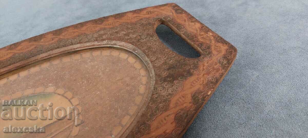 Auction  Old wooden tray