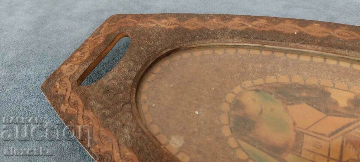 Delivery of Old wooden tray