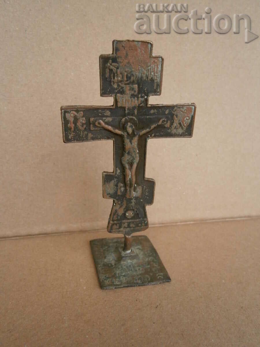 Antique bronze cross prosphora seal