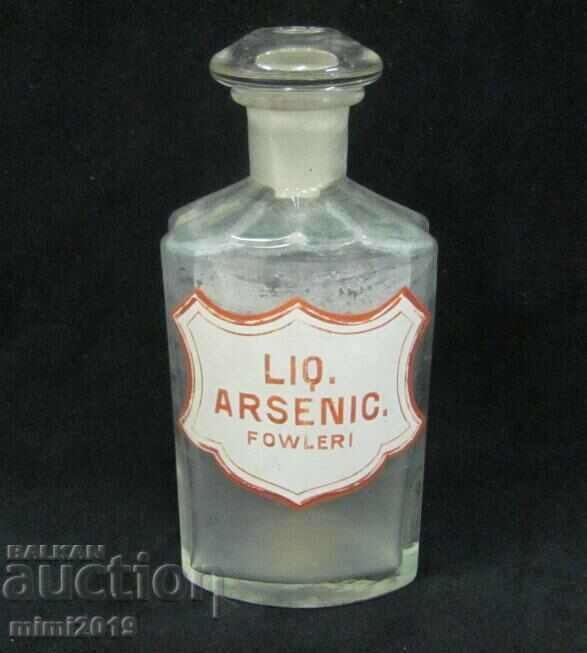 19th Century Pharmacy Bottle Enamelled Label ARSENIC