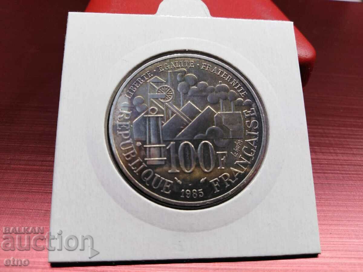 100 FRANCS,ФРАКА, ФРАНЦИЯ 1985,монета Сребро 0.900