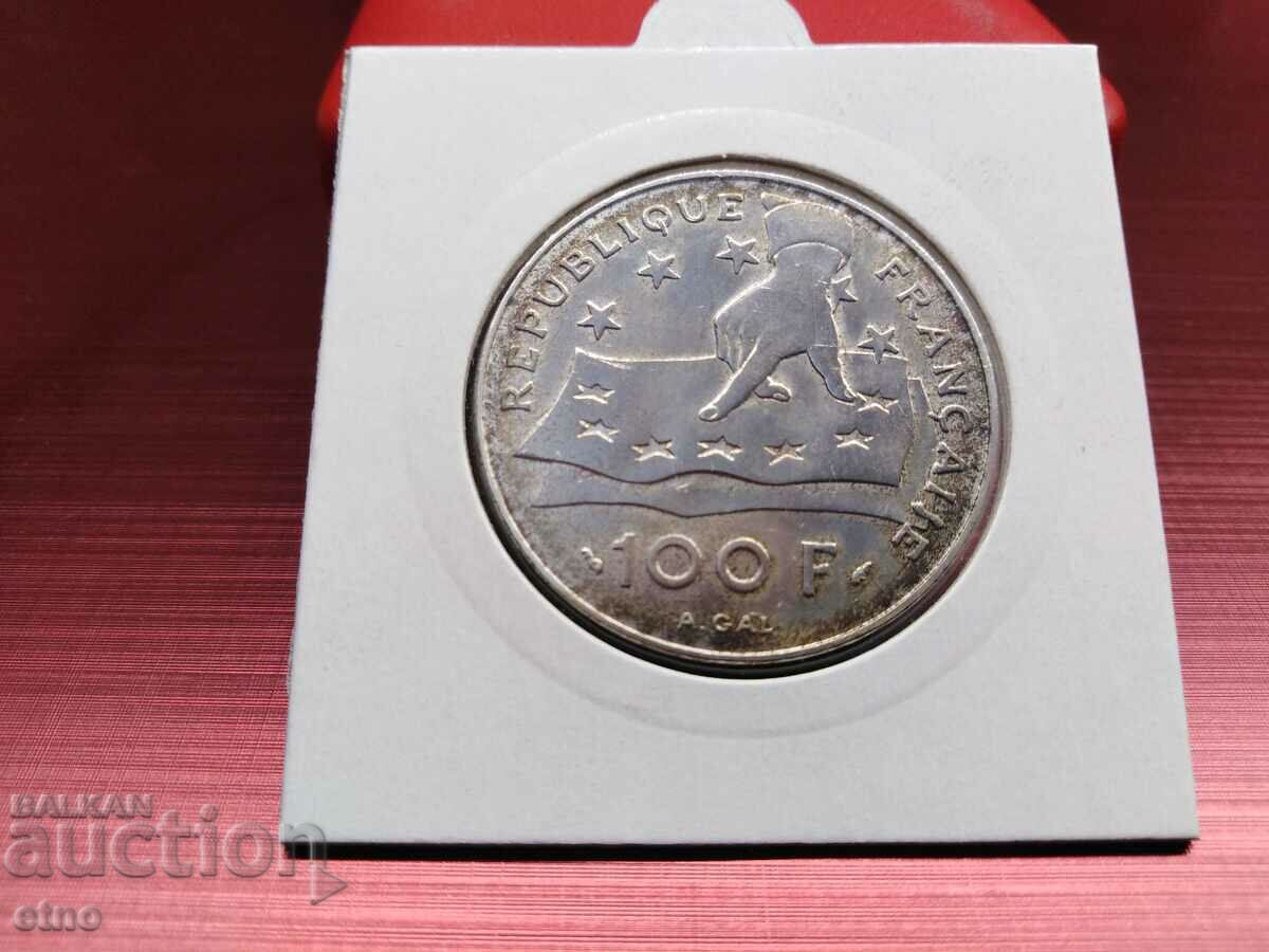 100 FRANCI, FRAKA, FRANTA 1991, monedă argint 0,900
