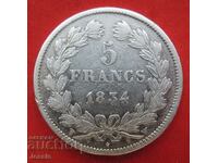 5 Francs 1834 W silver France