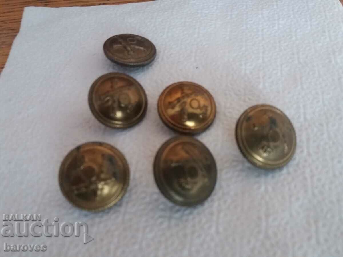 6 τεμ. Royal officer buttons - μεταλλικά