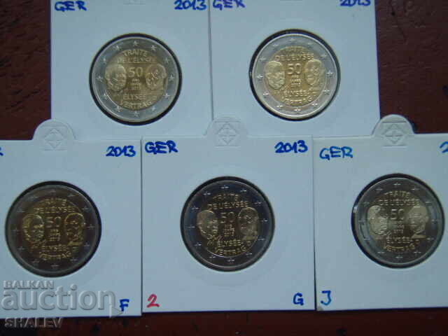 2 Euro 2013 Germany A, D, F, G, J "Elysee Treaty" - 2 euro