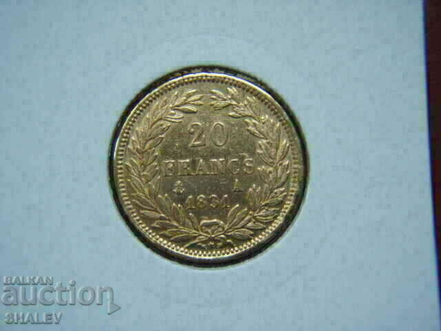20 Francs 1831 France (20 франка Франция) /1 - XF/AU (злато)