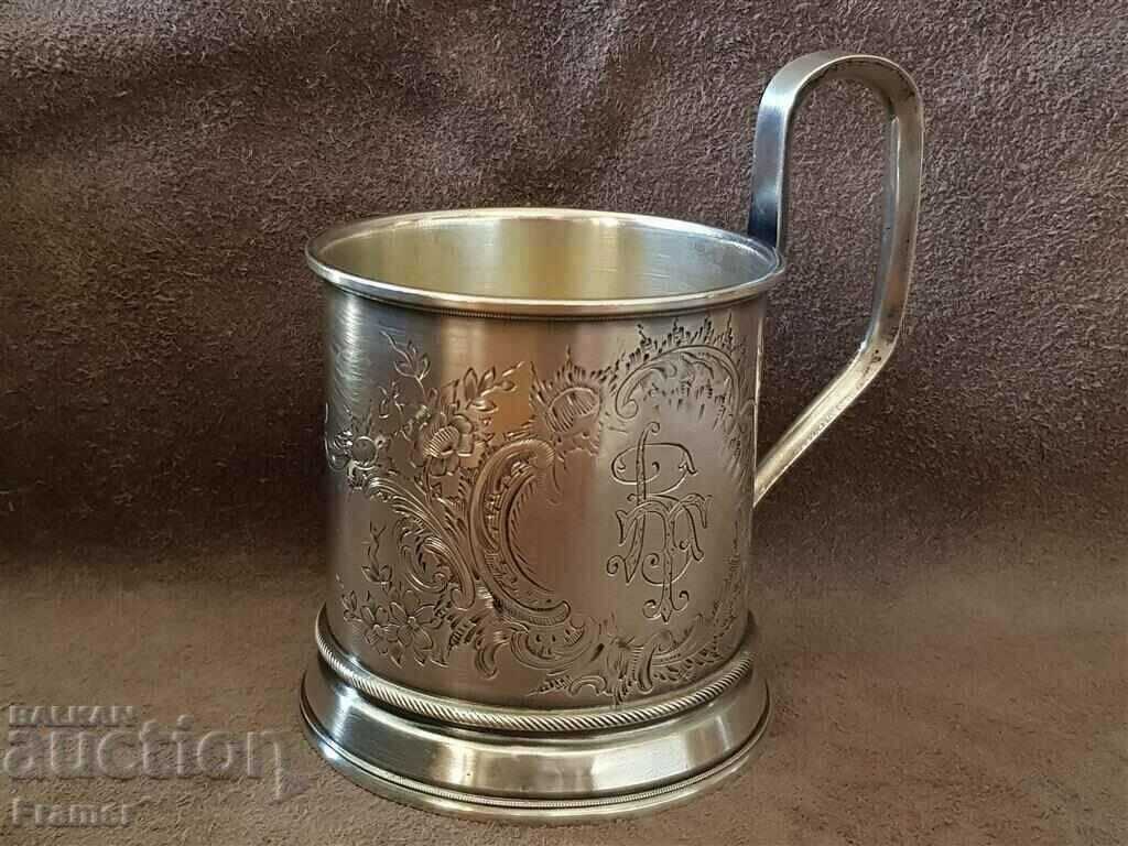 Old Russian Military Silver 84 Mounted Silver Cup Old Russian Military Silver 84 Mounted Silver Cup