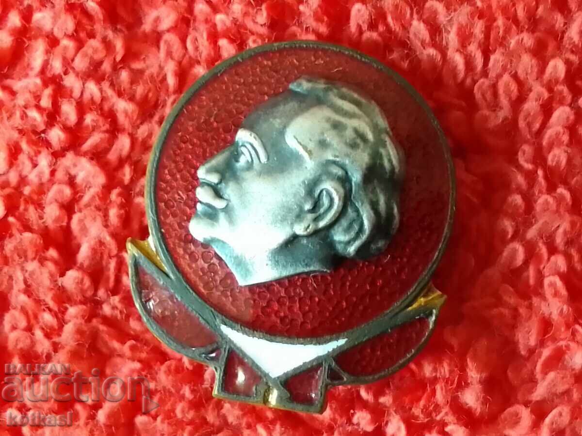 Old social sign badge bronze enamel Georgi Dimitrov quality - 5