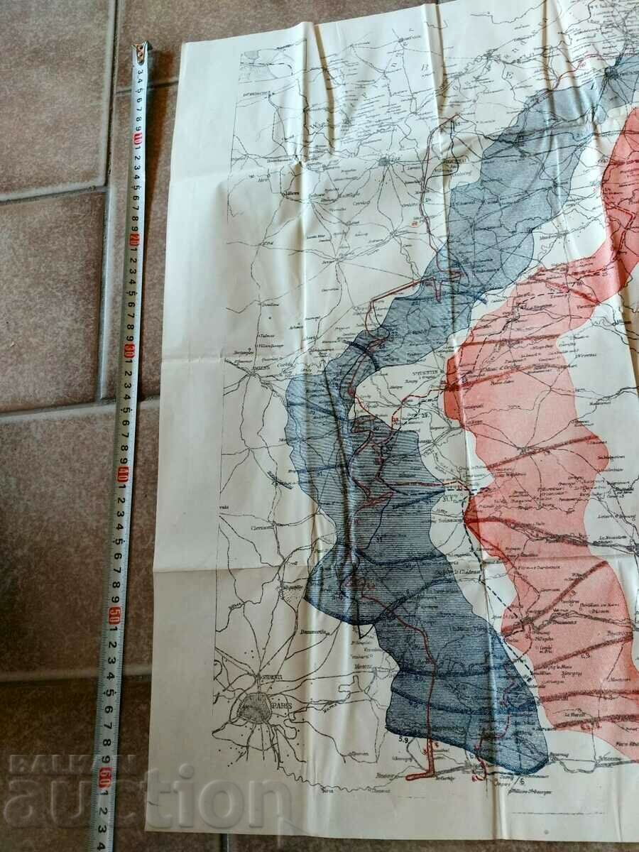 MAP FRANCE FIRST WORLD WAR ACTION 1914 - 5 MAP FRANCE FIRST WORLD WAR ACTION 1914 - 5