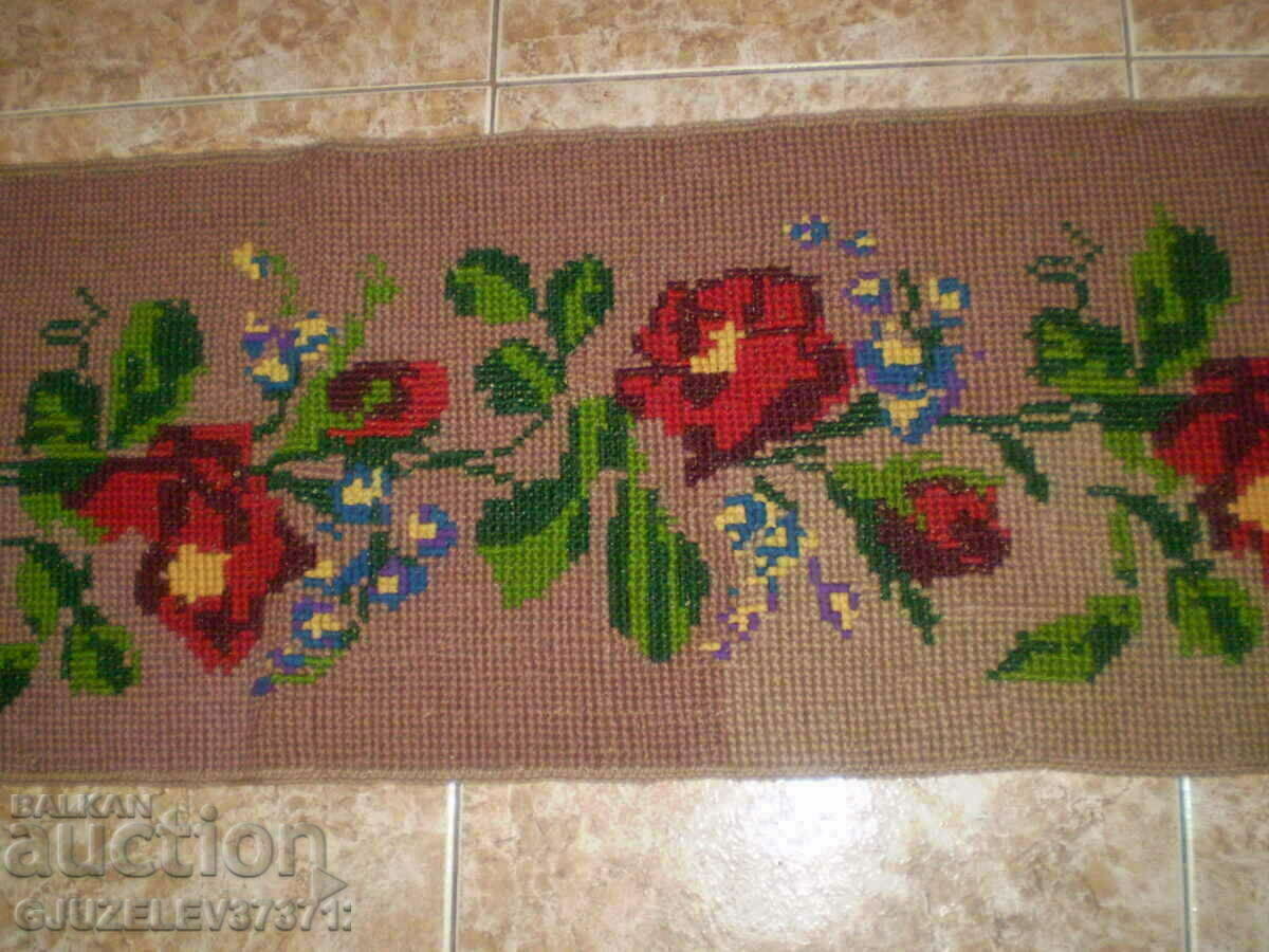 OLD HAND EMBROIDERY WITH WOOL THREAD CARPET Tapestry - 5