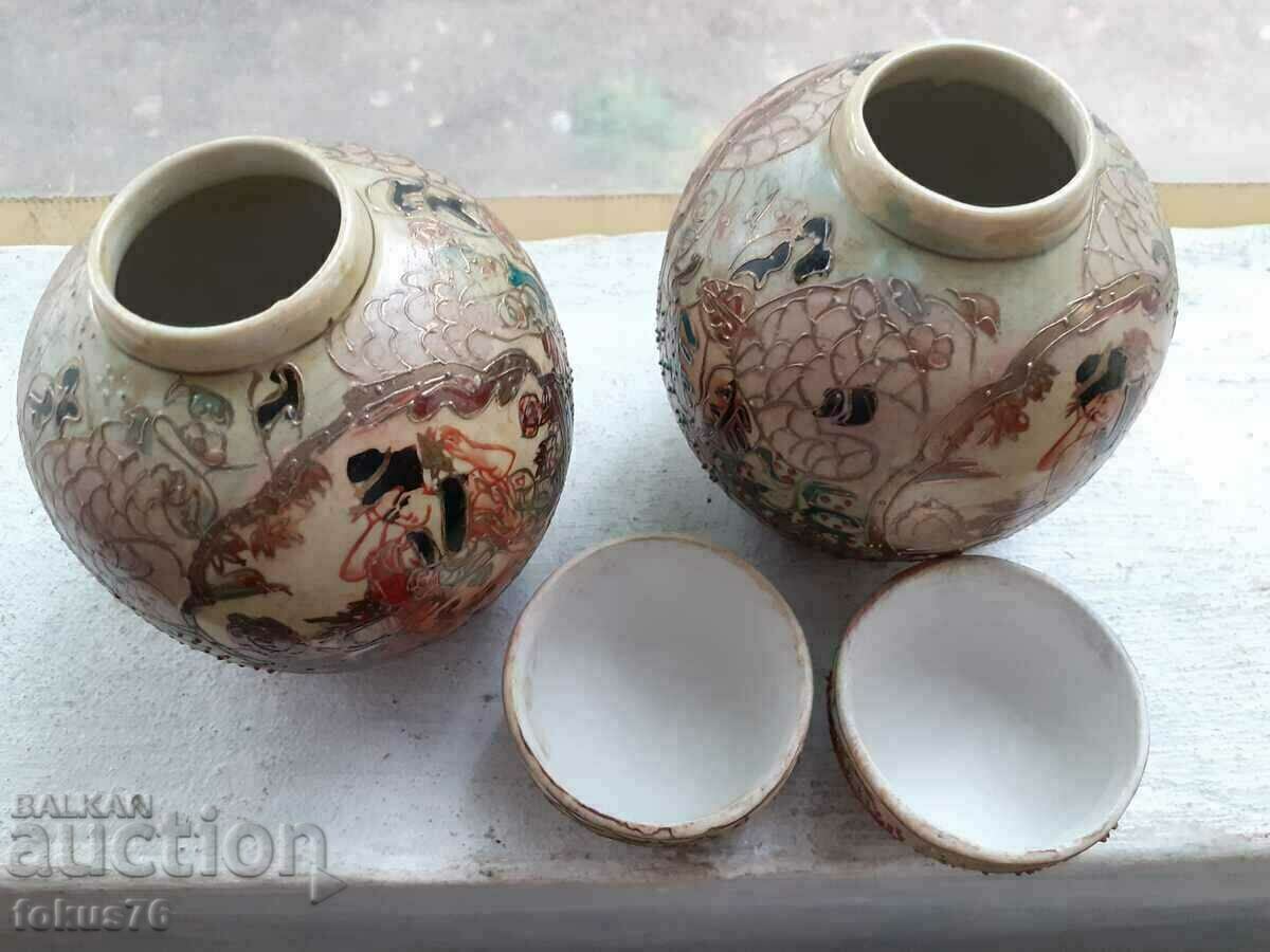 Satsuma Satsuma old Chinese porcelain lot of two jars - 5 Satsuma Satsuma old Chinese porcelain lot of two jars - 5