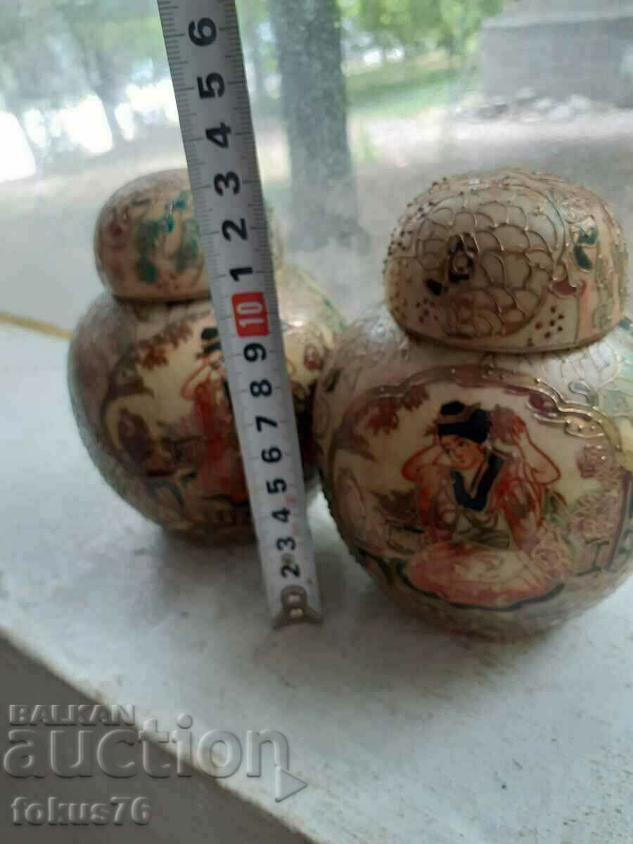 Satsuma Satsuma old Chinese porcelain lot of two jars - 7 Satsuma Satsuma old Chinese porcelain lot of two jars - 7