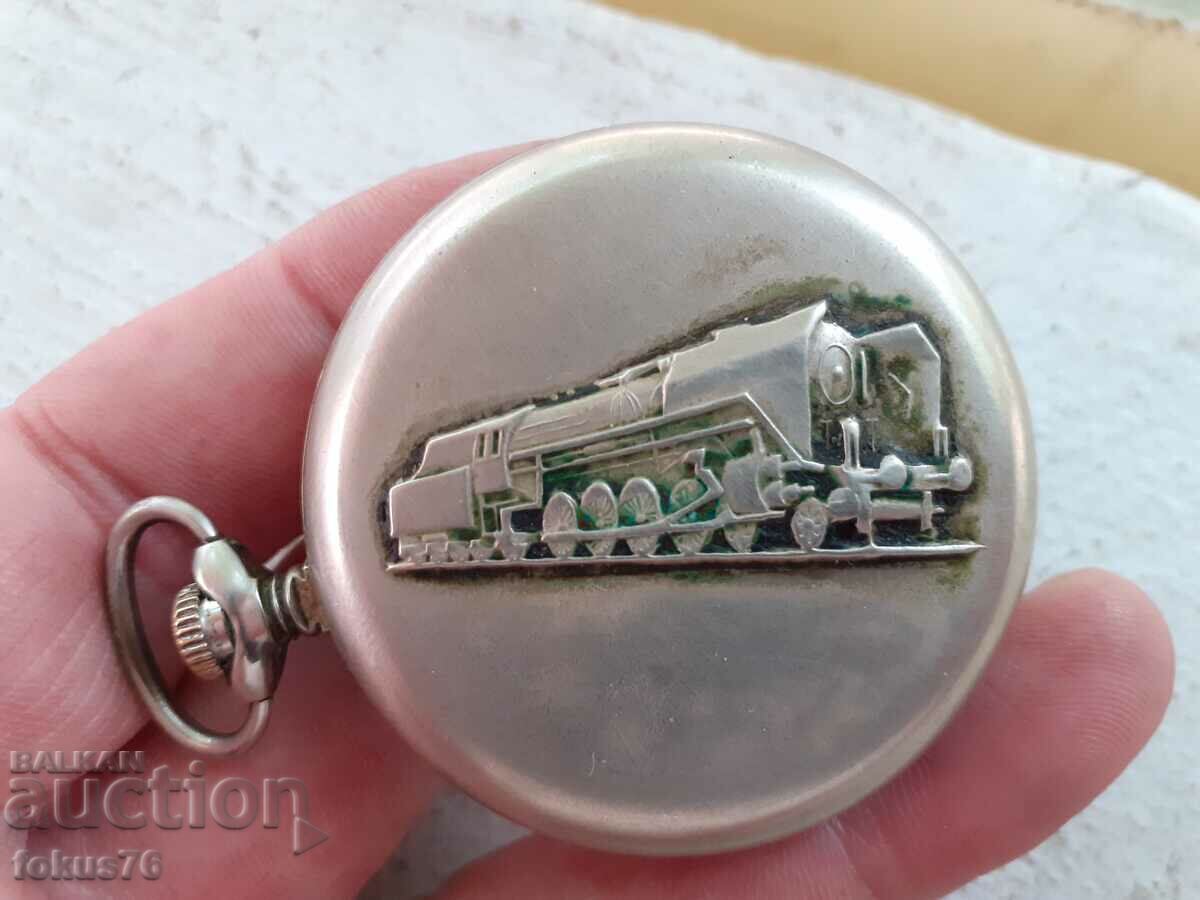 Auction  Old pocket watch Lightning - train