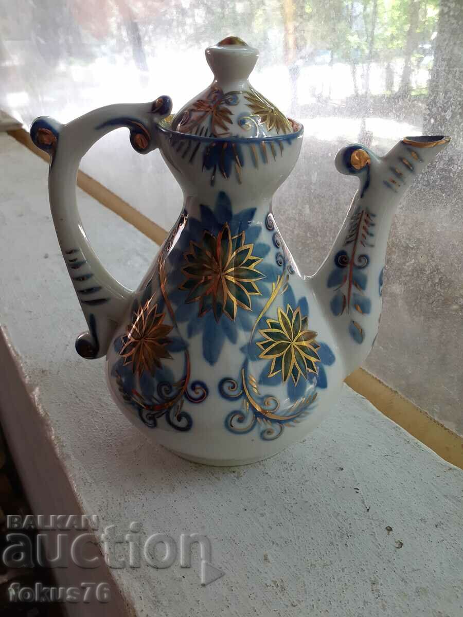 Uimitor ceainic rusesc vechi porțelan aurit cobalt