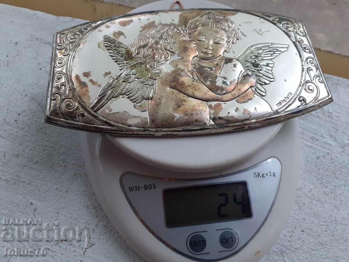 Small plate of angels cherubim silver - 5 Small plate of angels cherubim silver - 5