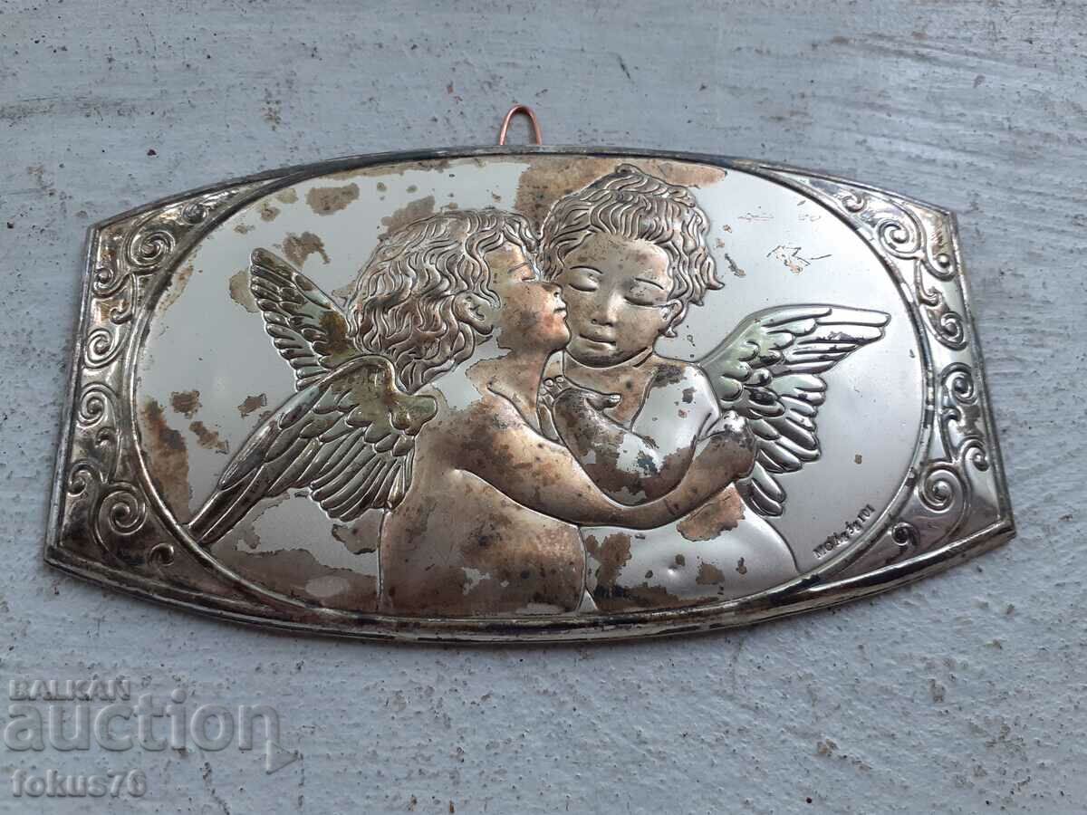 Small plate of angels cherubim silver