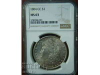 1 Dollar 1884 CC United States of America RARE!!! - MS63
