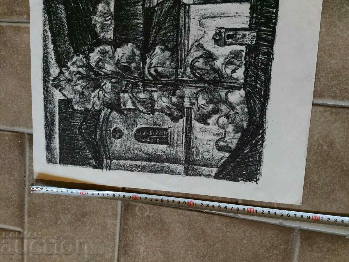 VERY LARGE OLD DRAWING GRAPHICS PICTURE LITHOGRAPHY - 5 VERY LARGE OLD DRAWING GRAPHICS PICTURE LITHOGRAPHY - 5
