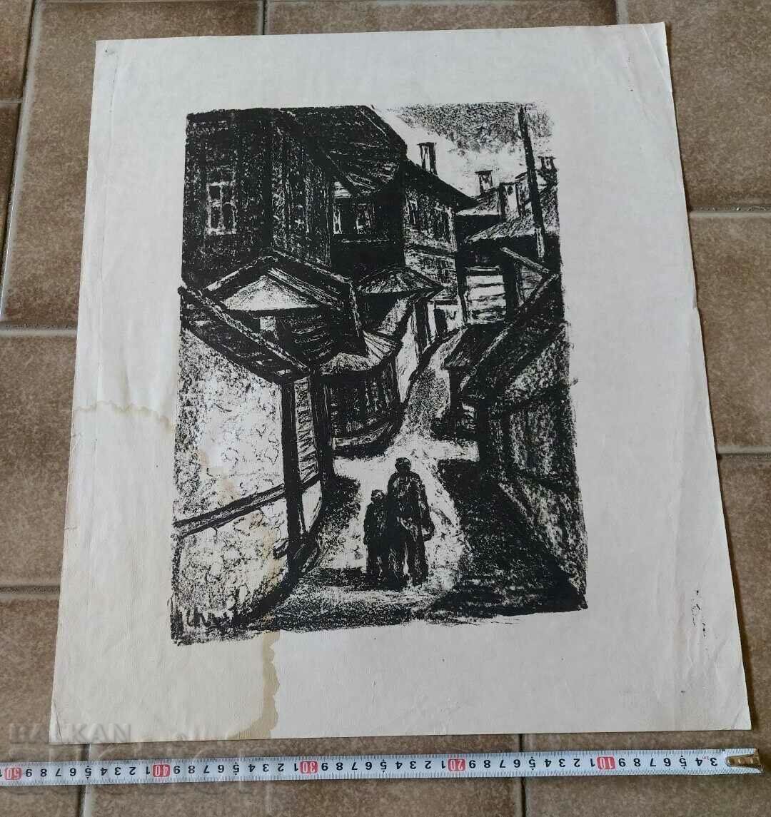 Доставка на МНОГО ГОЛЯМА СТАРА РИСУНКА ГРАФИКА КАРТИНА ЛИТОГРАФИЯ Доставка на МНОГО ГОЛЯМА СТАРА РИСУНКА ГРАФИКА КАРТИНА ЛИТОГРАФИЯ