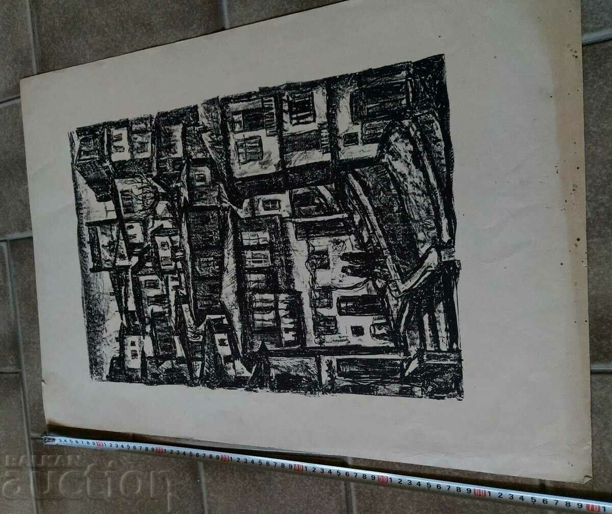 VERY LARGE OLD DRAWING GRAPHICS PICTURE LITHOGRAPHY - 5 VERY LARGE OLD DRAWING GRAPHICS PICTURE LITHOGRAPHY - 5