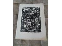 VERY LARGE OLD DRAWING GRAPHICS PICTURE LITHOGRAPHY