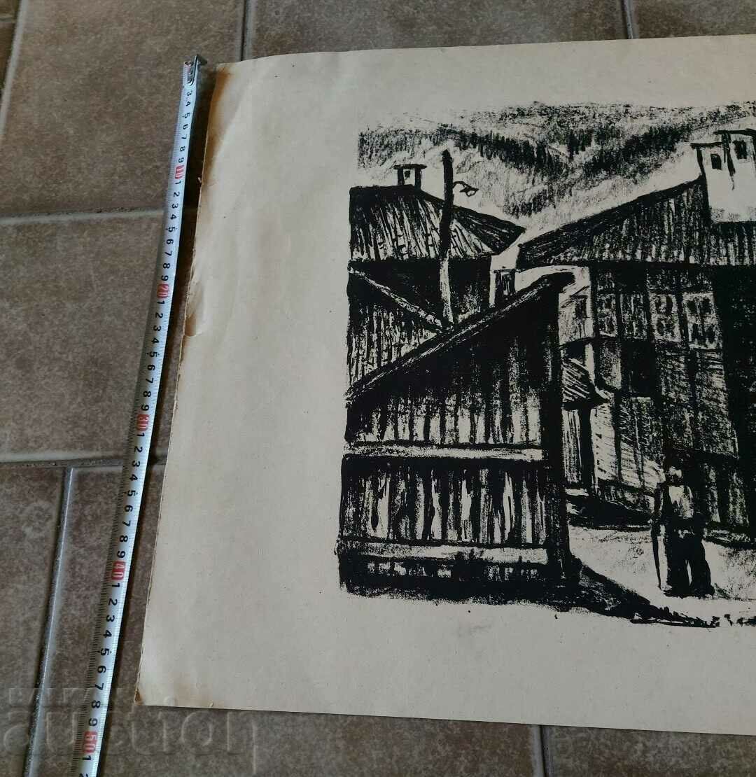 VERY LARGE OLD DRAWING GRAPHICS PICTURE LITHOGRAPHY - 5 VERY LARGE OLD DRAWING GRAPHICS PICTURE LITHOGRAPHY - 5