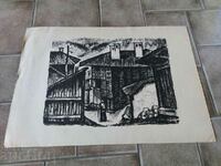 VERY LARGE OLD DRAWING GRAPHICS PICTURE LITHOGRAPHY