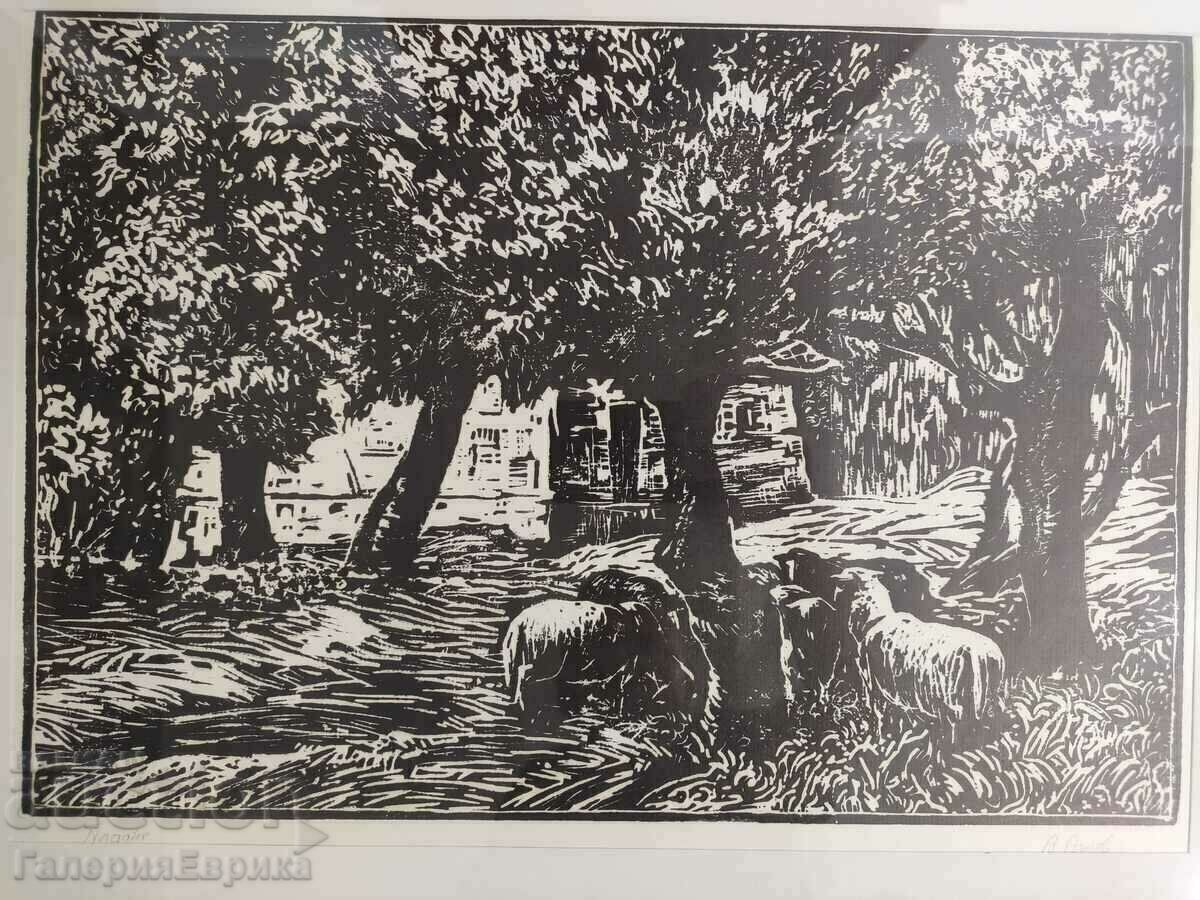 Painting by Vido Valov Engraving "Shepherd's Hut" with price 159.00 BGN | € 81.30 Painting by Vido Valov Engraving "Shepherd's Hut" with price 159.00 BGN | € 81.30