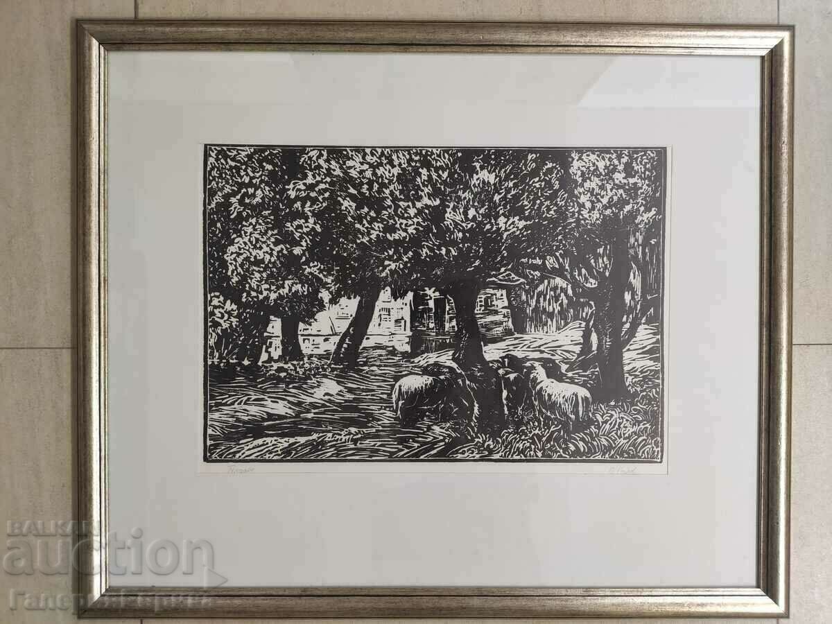 Painting by Vido Valov Engraving "Shepherd's Hut" Painting by Vido Valov Engraving "Shepherd's Hut"