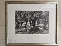 Картина Видо Вълов Гравюра  "Овчарска колиба"