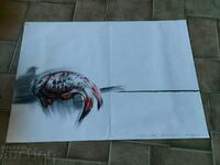 HUGE PICTURE DRAWING RED FISH WRITTEN