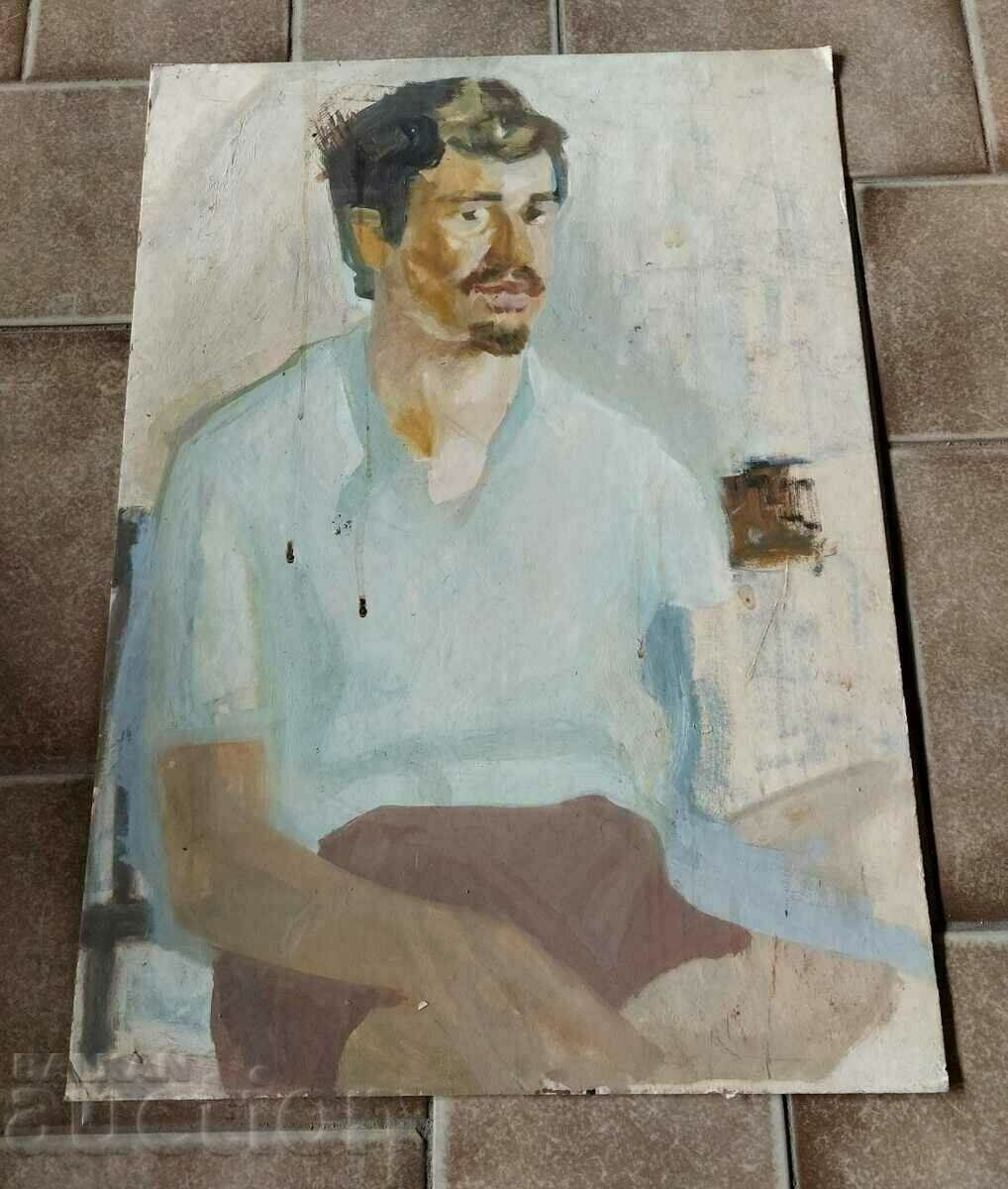 LARGE DOUBLE-SIDED PAINTED OLD PICTURE
